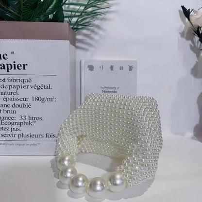 Handmade New Pearl Handbags For Women Trendy Portable Purse Party Shoulder Clutch Bag