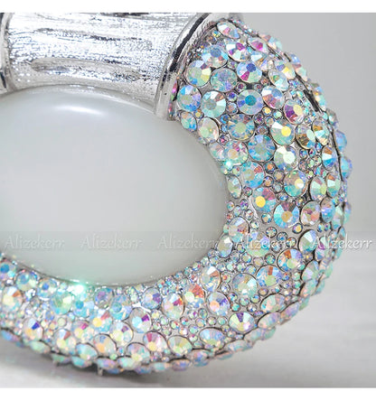 Oval Shaped Crystal Evening Bag Women Boutique Gorgeous Classy Diamond Clutch Purses And Handbags Bridal Wedding Party