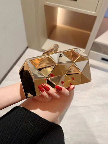 Gold Plated Evening Bag Banquet Bag Prom Purse with Chain