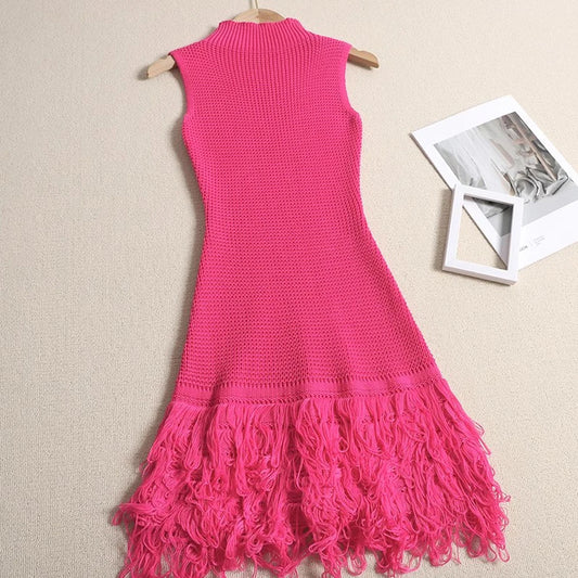 Chic Sexy Package Hips Mini Tassel Dress Women Designer Bodycon Party Dress