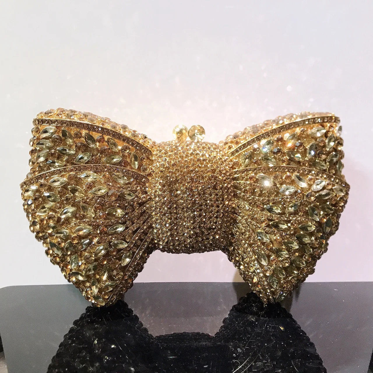 Rhinestone Green/Black Clutch Purse Bow Luxury Diamond Evening Clutches Wedding Bridal Bag