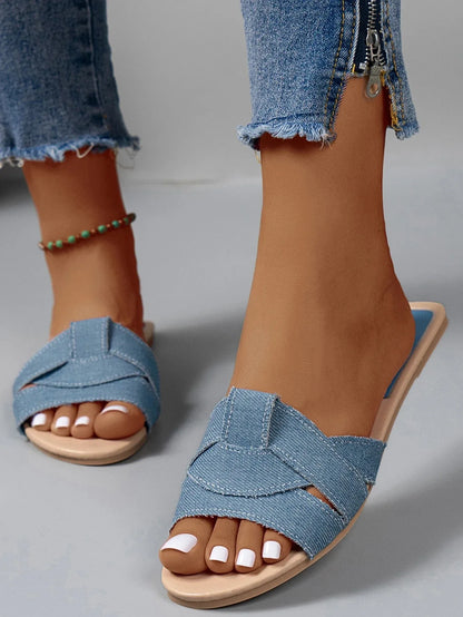 Flat Sandals Low Heel Comfortable Slippers Sexy Peep Toe Shoes Luxurious Outdoor Beach Sandals
