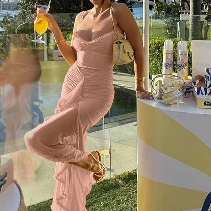 Bridesmaid Mesh Party Dress Spaghetti Strap Bodycon Dress Cocktail Dress Birthday Dress