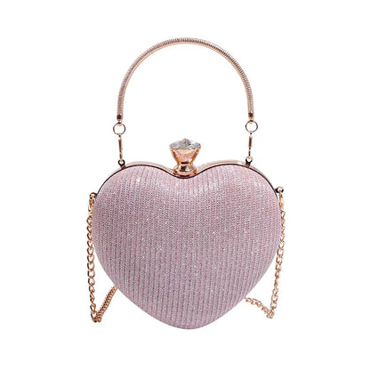 Gold Bright Silk Circular Evening Bag Women Banquet Clutch Rhinestone Chain Shoulder Bags