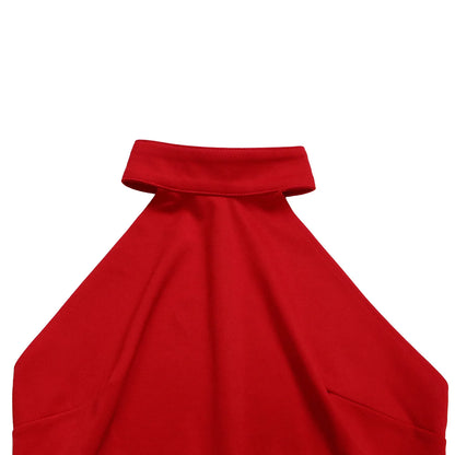 Elegant Two Piece Set Women Outfit Backless Top Hundred Pleated Wide Leg Pants Trousers Suit Summer Office Lady Suit