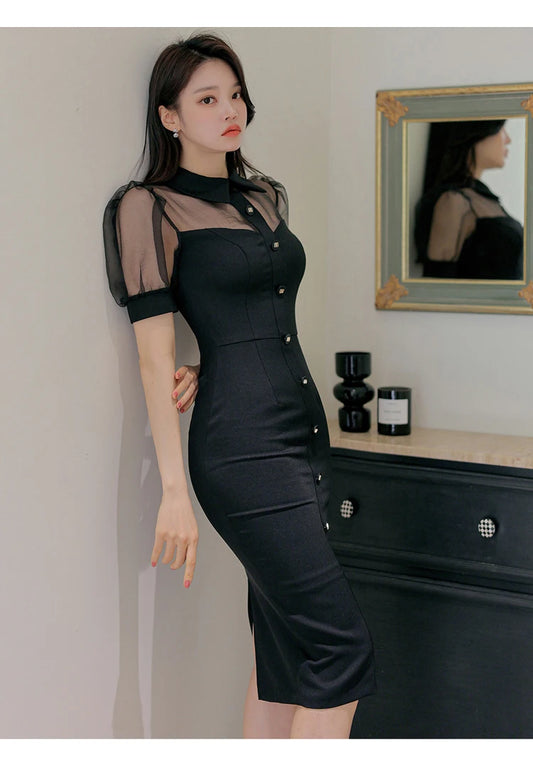 Women's Sheath Elegant Simple Slim Party Patchwork Formal Dress