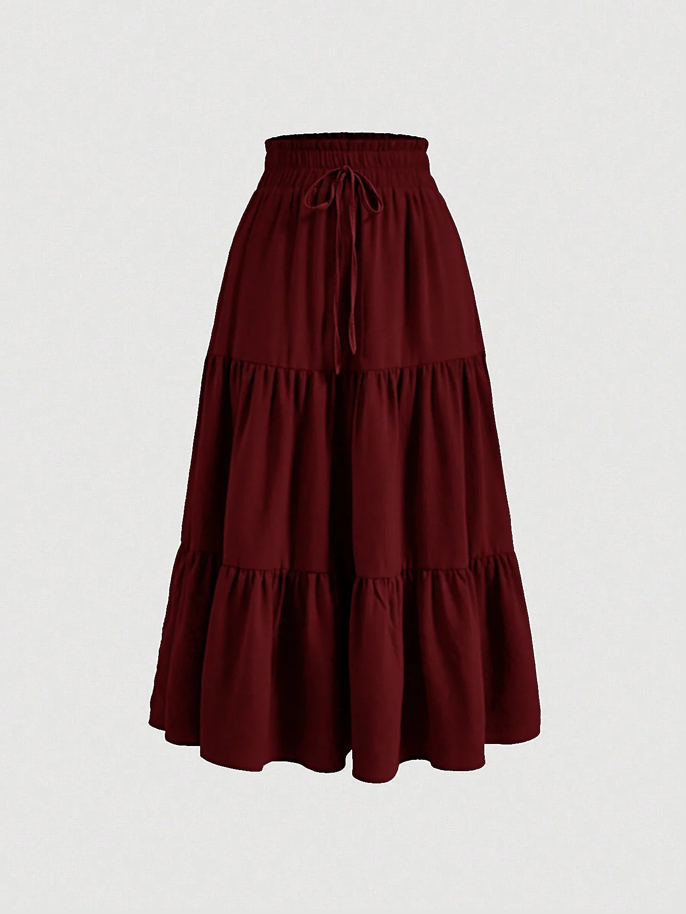 Women's Patchwork Solid Color Loose Skirt; Commuting Casual Cake Skirt; Elastic Waist Elegant Skirt