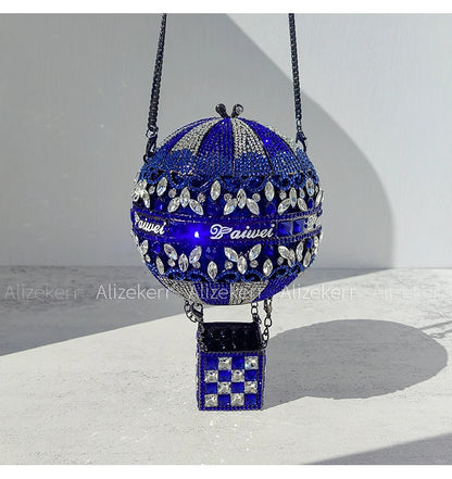 Balloon Shaped Crystal Evening Bags Women Luxury Classy Unique Clutch Purse