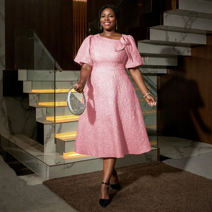 Women Plus Size Jacquard Dress A-Line Party Banquet Dress Cocktail Dress
