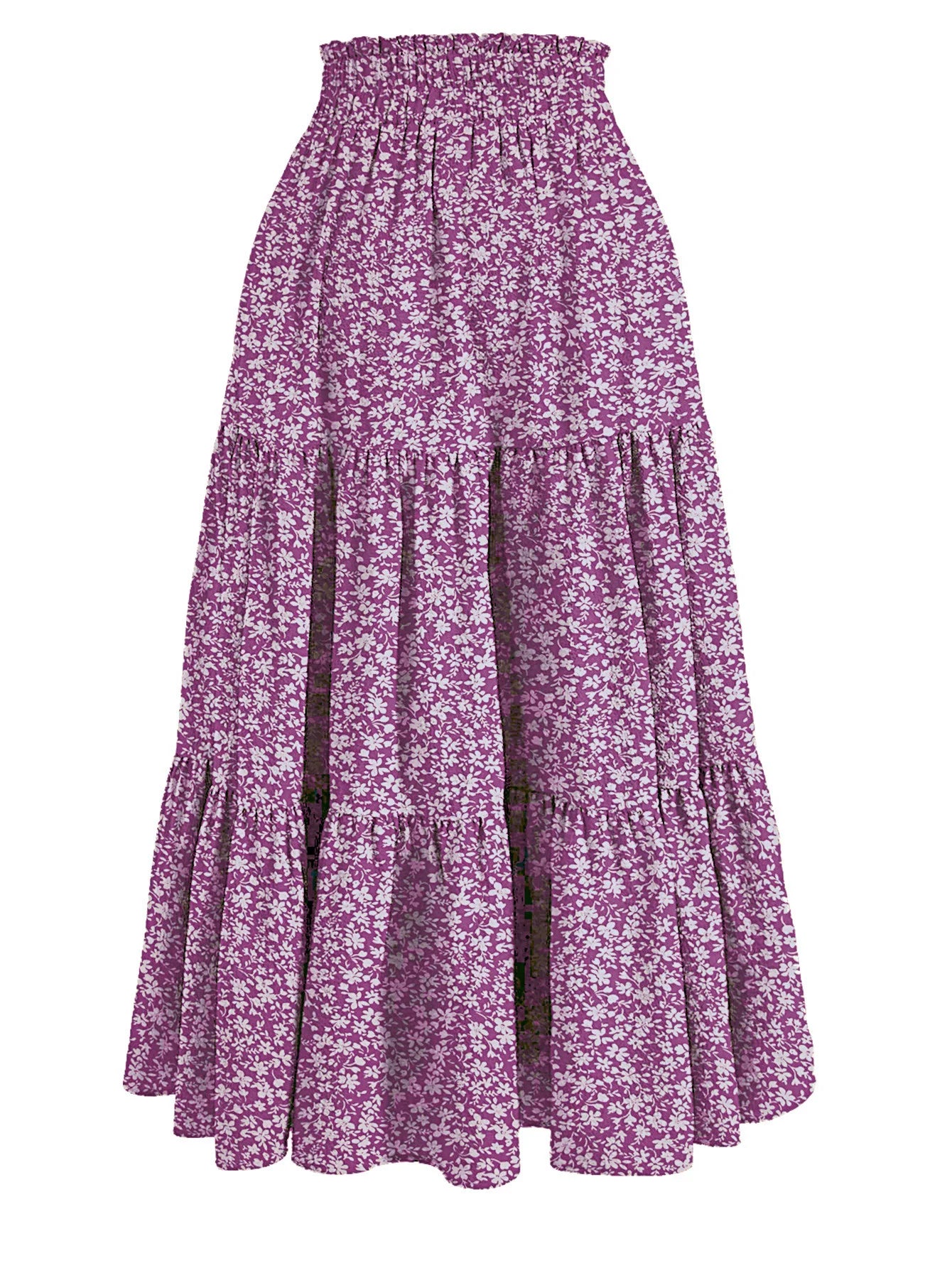 Women's Patchwork Solid Color Loose Skirt; Commuting Casual Cake Skirt; Elastic Waist Elegant Skirt