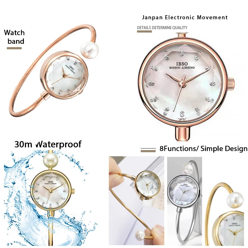 Elegant Women Bracelet Watch Luxury Diamond Waterproof Ladies Bangle Wristwatch