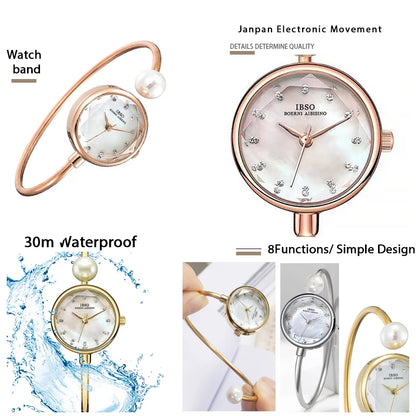 Elegant Women Bracelet Watch Luxury Diamond Waterproof Ladies Bangle Wristwatch