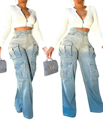 Women Denim Pant Jeans Wide Leg Long Pants Graduation High Waist Straight Trousers Y2k Streetwear