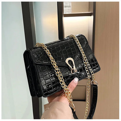 Crocodile Pattern Shoulder Bags For Women Chains Square Bag Crossbody Handbag