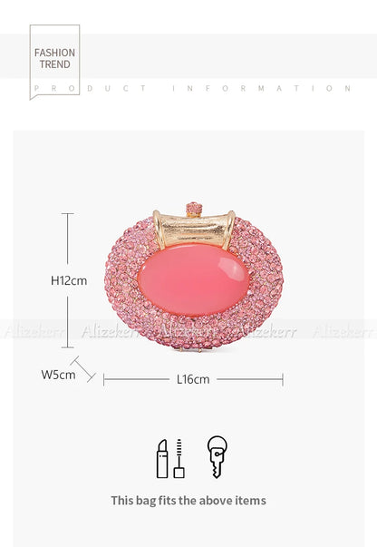 Oval Shaped Crystal Evening Bag Women Boutique Gorgeous Classy Diamond Clutch Purses And Handbags Bridal Wedding Party