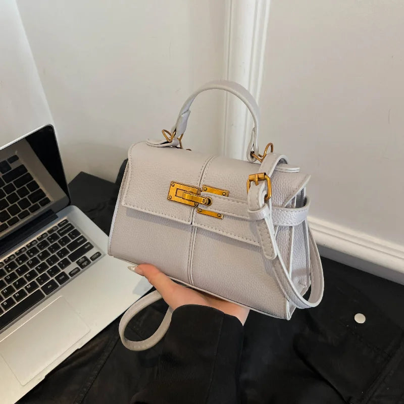 Luxury Trapezoidal Clutch Bag Hardware Lock Design Square Shoulder Handbag