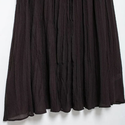 Knitted Patchwork Pleated Side Zipper Midi Skirt Vintage High Waist Female Chic Lady Skirts