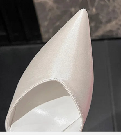 Women's Sexy Snake-Strap Rhinestone Suede Pointed High-heeled Wedding Shoes