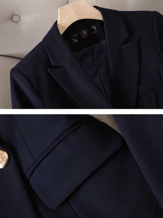 Women Pant Suit Long Sleeve Solid Ladies Blazer and Trouser Formal 2 Piece Set