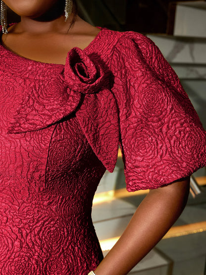 Women Plus Size Jacquard Dress A-Line Party Banquet Dress Cocktail Dress