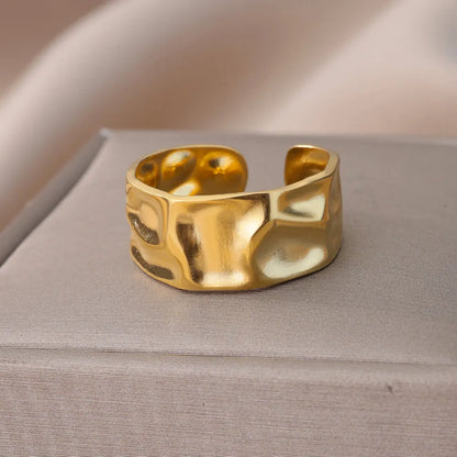 Stainless Steel Irregular Geometric Open Rings For Women Gold Color