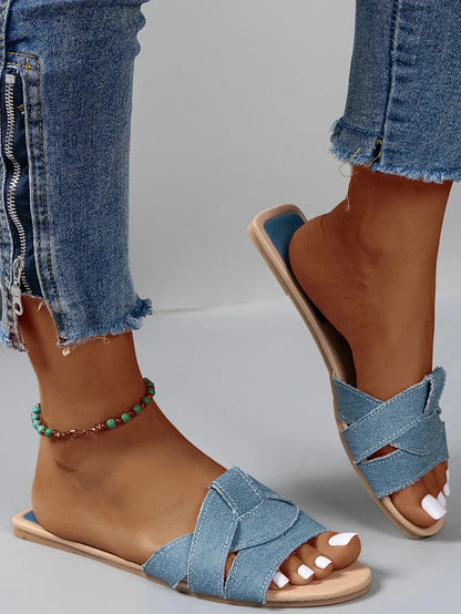 Flat Sandals Low Heel Comfortable Slippers Sexy Peep Toe Shoes Luxurious Outdoor Beach Sandals