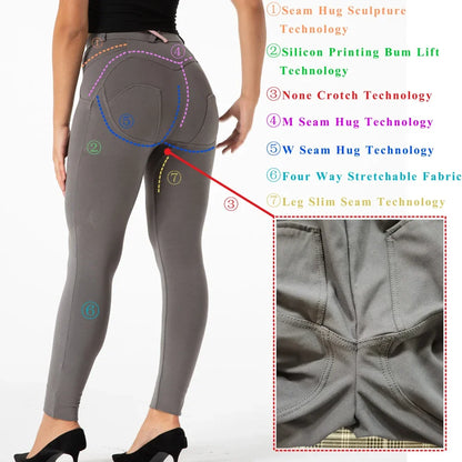 Glossy Pants High-Waisted Metallic Leather Leggings Scrunch Butt Pants for Women